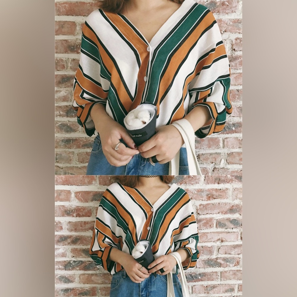 Polyblend Blouse with front and back V-neckline